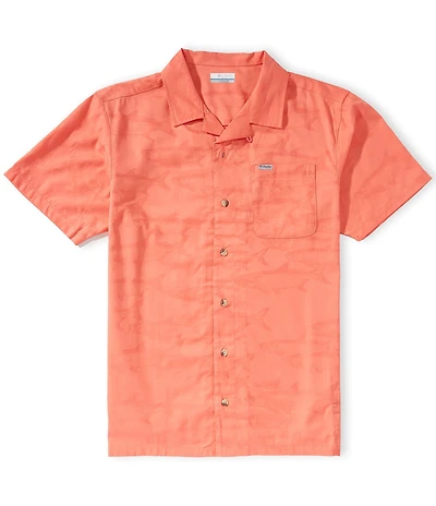 Columbia PFG River Lodge Fish Print Short Sleeve Woven Camp Shirt