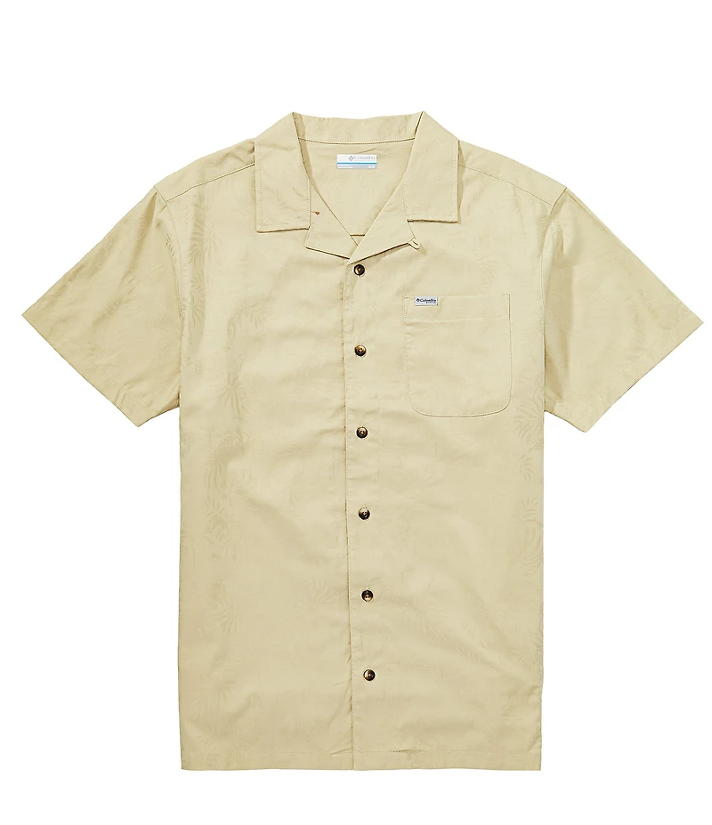 Columbia PFG River Lodge Palm Print Short Sleeve Woven Camp Shirt