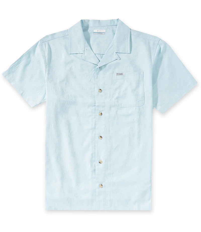 Columbia PFG River Lodge Palm Print Short Sleeve Woven Camp Shirt