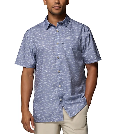 Columbia PFG Super Slack Tide Camp Catch Print Short Sleeve Woven Shirt