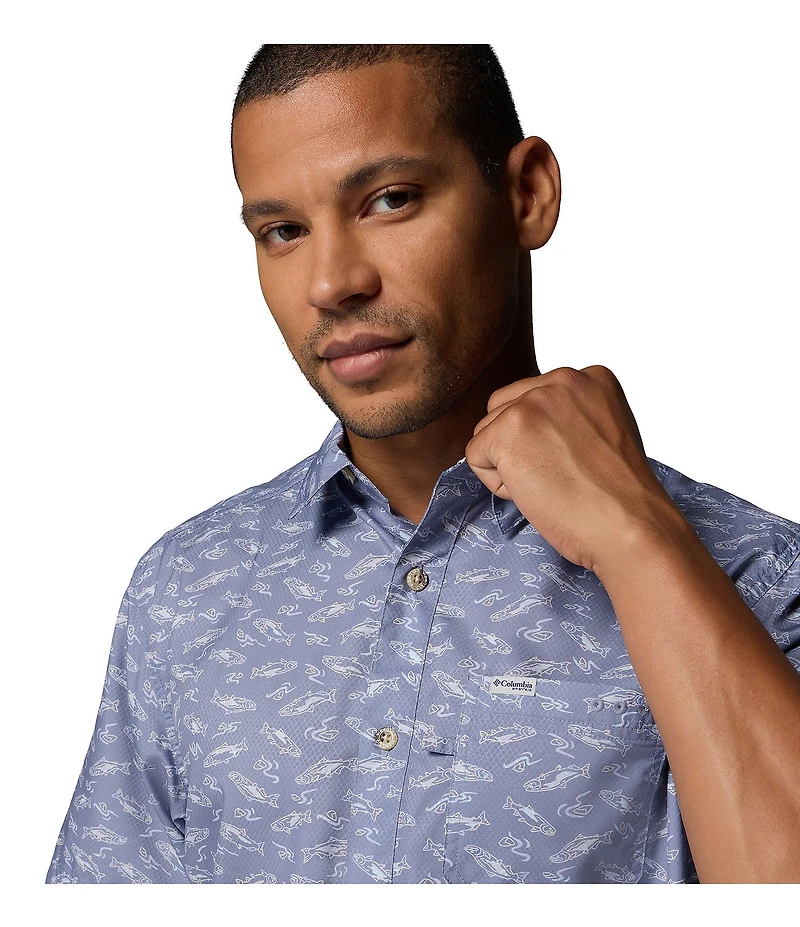 Columbia PFG Super Slack Tide Camp Catch Print Short Sleeve Woven Shirt
