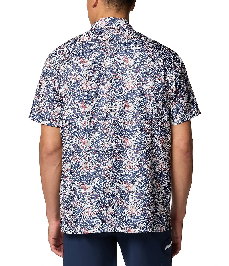 Columbia PFG Super Slack Tide Fish Novelty Print Short-Sleeve Pocket Camp Shirt