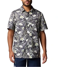Columbia PFG Super Slack Tide Short-Sleeve Tropical Printed Woven Camp Shirt