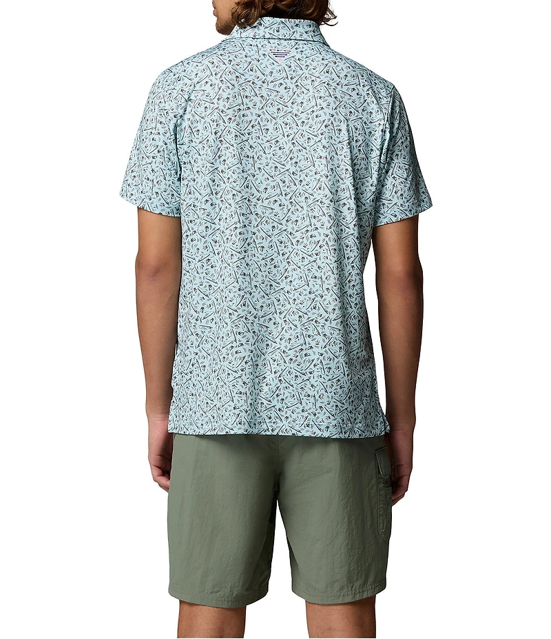 Columbia PFG Super Slacktide II Stretch Fish Print Short Sleeve Polo Shirt