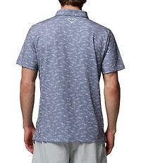 Columbia PFG Super Slacktide II Stretch Printed Short Sleeve Polo Shirt
