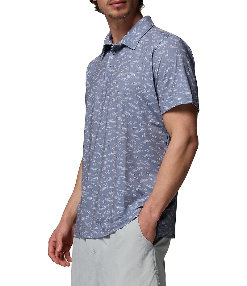 Columbia PFG Super Slacktide II Stretch Printed Short Sleeve Polo Shirt