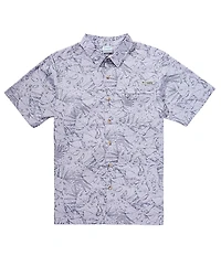 Columbia PFG Wild Cast Leaf Print Short Sleeve Woven Shirt