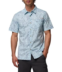 Columbia PFG Wild Cast Leaf Print Short Sleeve Woven Shirt