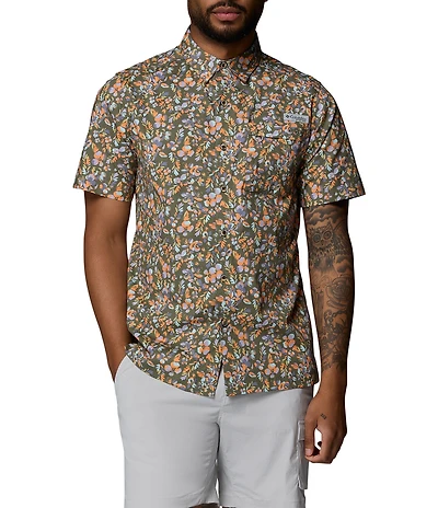 Columbia PFG Wild Cast Tropica Print Short Sleeve Woven Shirt
