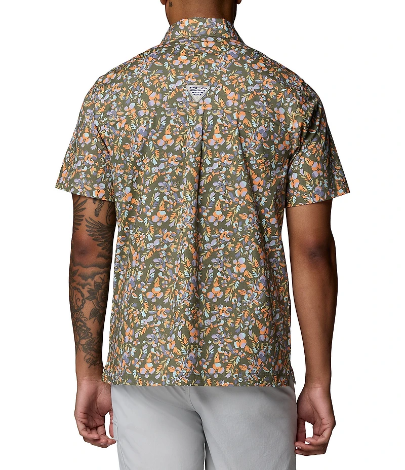 Columbia PFG Wild Cast Tropica Print Short Sleeve Woven Shirt