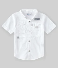 Columbia Little Boys Short-Sleeve Stretch Poplin Bonehead Fish Mesh Vented Fishing Shirt
