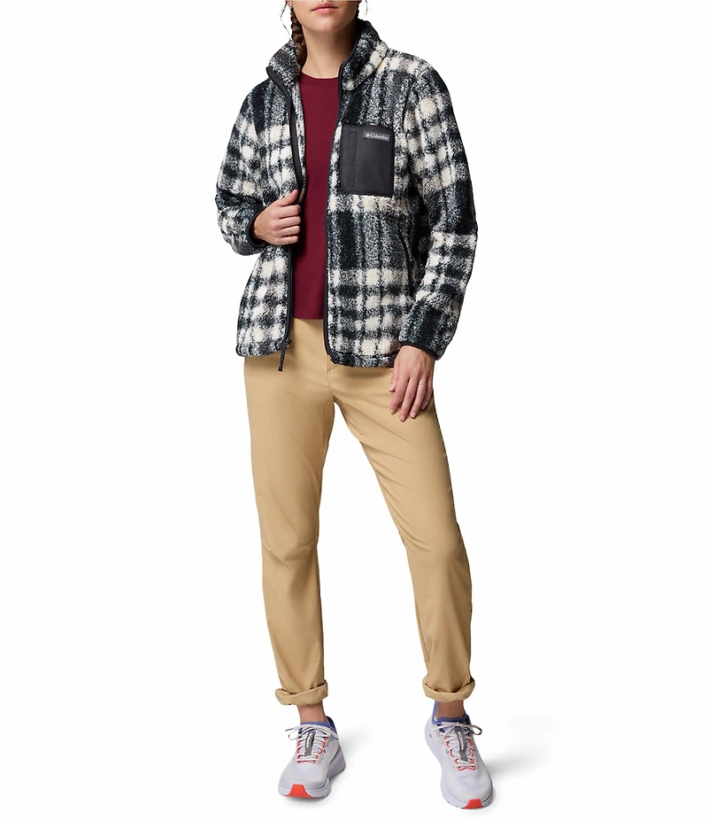Columbia West Bend Plaid Fleece Stand Collar Long Sleeve Zip Front Jacket