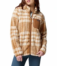 Columbia West Bend Plaid Fleece Stand Collar Long Sleeve Zip Front Jacket