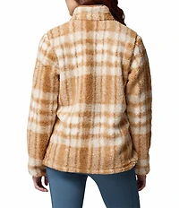 Columbia West Bend Plaid Fleece Stand Collar Long Sleeve Zip Front Jacket
