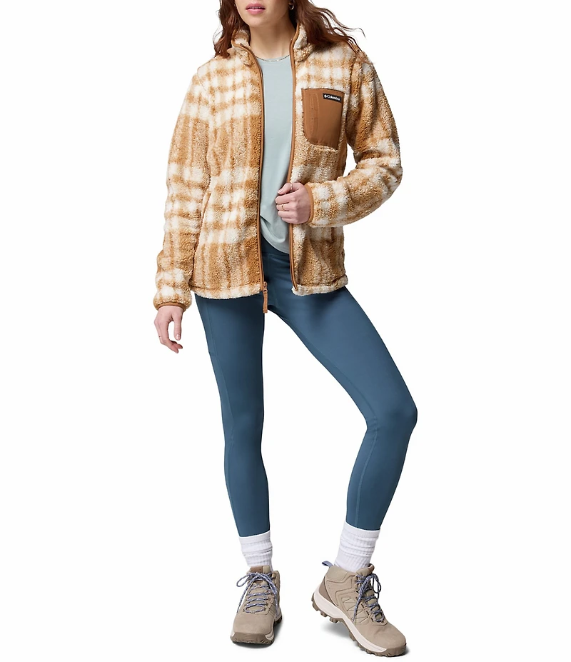 Columbia West Bend Plaid Fleece Stand Collar Long Sleeve Zip Front Jacket