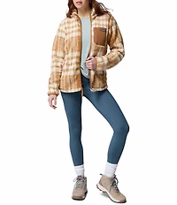 Columbia West Bend Plaid Fleece Stand Collar Long Sleeve Zip Front Jacket