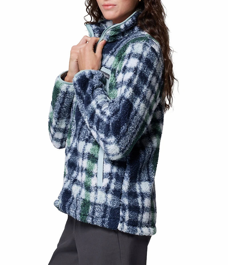 Columbia West Bend Plaid Fleece Stand Collar Long Sleeve Zip Front Jacket