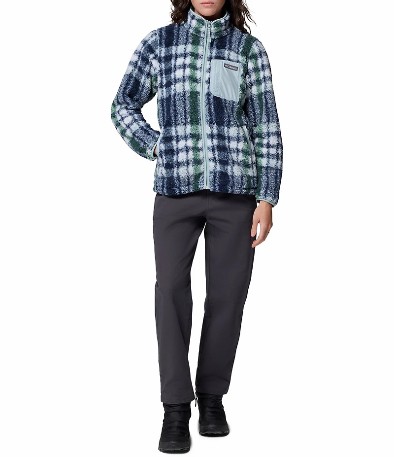Columbia West Bend Plaid Fleece Stand Collar Long Sleeve Zip Front Jacket