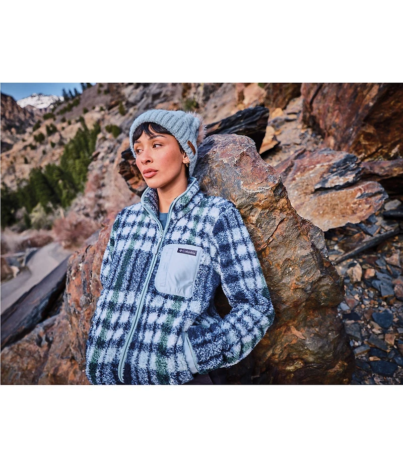 Columbia West Bend Plaid Fleece Stand Collar Long Sleeve Zip Front Jacket