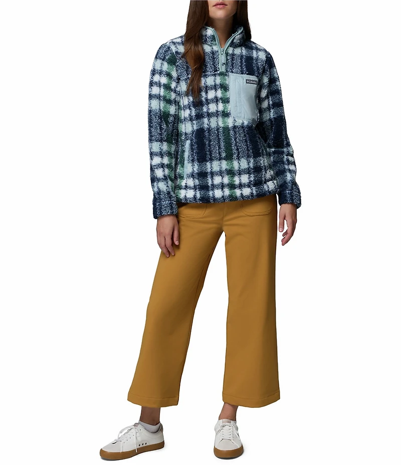 Columbia West Bend Plaid Print Stand Collar Long Sleeve Kangaroo Pocket Zip Front Jacket