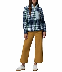 Columbia West Bend Plaid Print Stand Collar Long Sleeve Kangaroo Pocket Zip Front Jacket