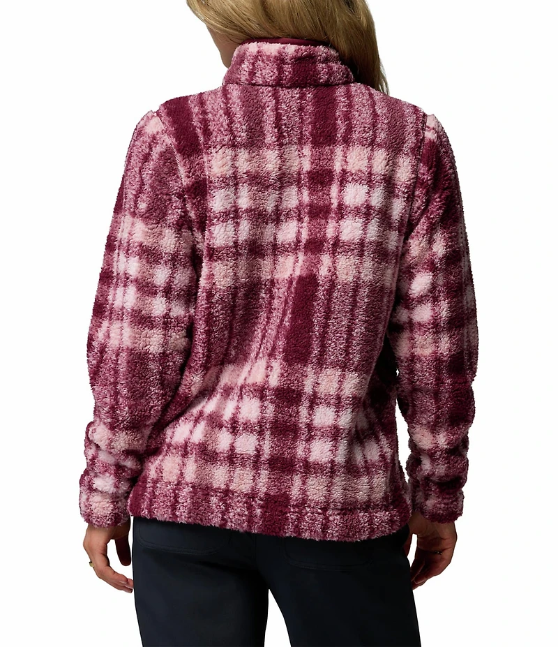 Columbia West Bend Plaid Print Stand Collar Long Sleeve Kangaroo Pocket Zip Front Jacket