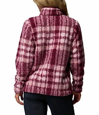 Columbia West Bend Plaid Print Stand Collar Long Sleeve Kangaroo Pocket Zip Front Jacket