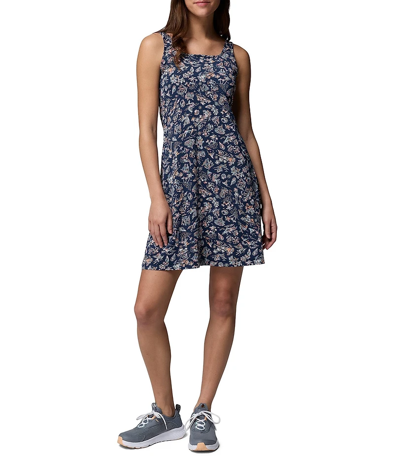 Columbia Women's Freezer Collegiate Navy Konakai Print Scoop Neck Empire A-Line Dress