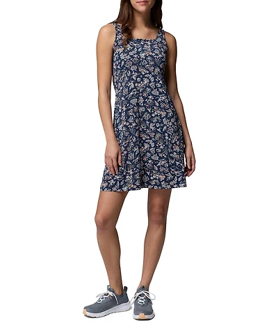 Columbia Women's Freezer Collegiate Navy Konakai Print Scoop Neck Empire A-Line Dress