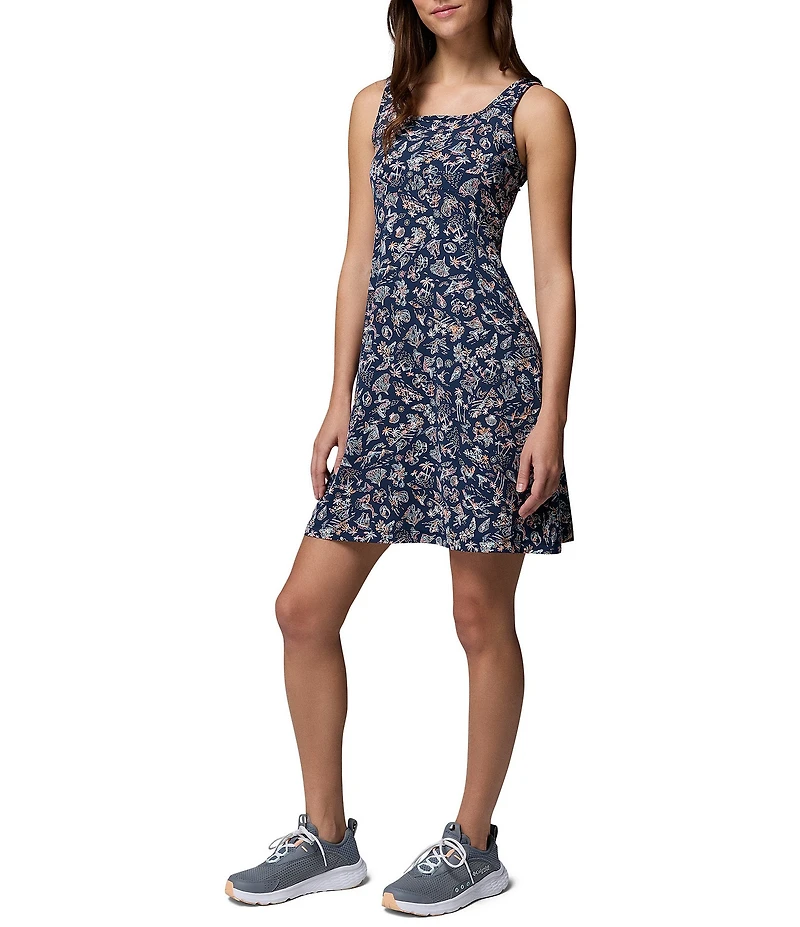 Columbia Women's Freezer Collegiate Navy Konakai Print Scoop Neck Empire A-Line Dress