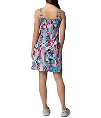 Columbia Women's Freezer Guava Pink Tropic View Print Scoop Neck Empire A-Line Dress