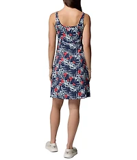 Columbia Women's Freezer Beet Sunflora Print Scoop Neck Empire A-Line Dress