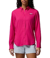Columbia Womens Tamiami II Long Sleeve Woven Point Collar Roll-Tab Sleeves Button Front Shirt