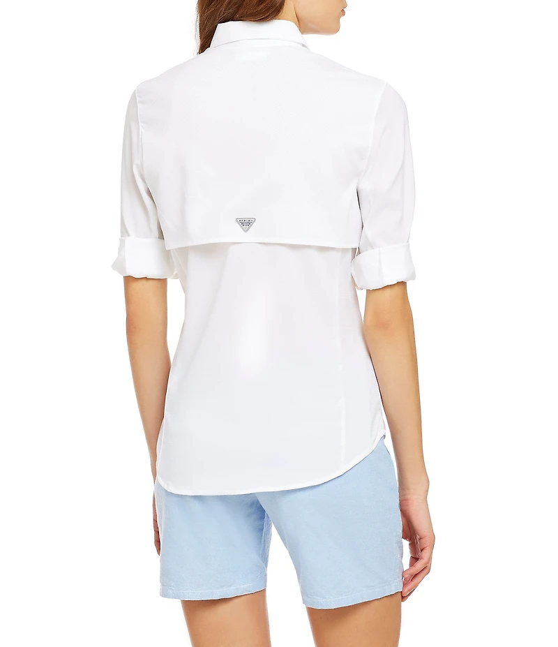 Columbia Womens Tamiami II Long Sleeve Woven Point Collar Roll-Tab Sleeves Button Front Shirt