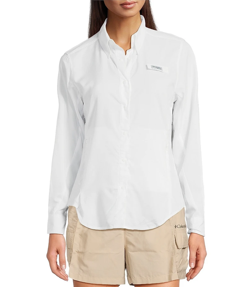 Columbia Womens Tamiami II Long Sleeve Woven Point Collar Roll-Tab Sleeves Button Front Shirt