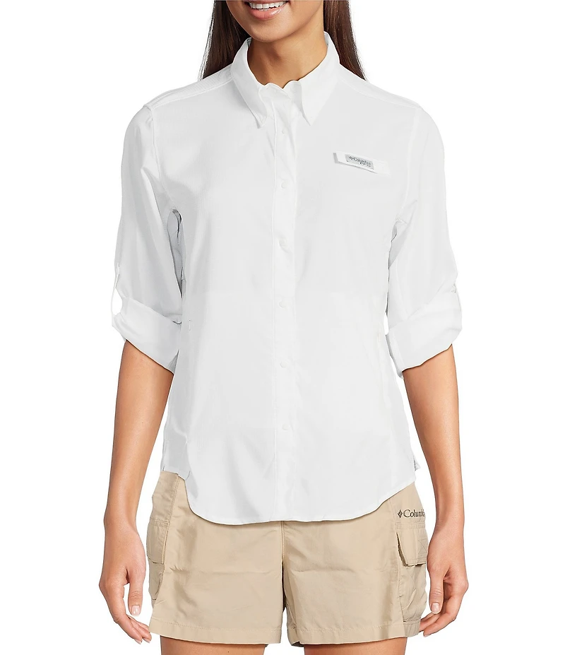 Columbia Womens Tamiami II Long Sleeve Woven Point Collar Roll-Tab Sleeves Button Front Shirt