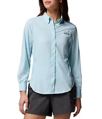 Columbia Womens Tamiami II Long Sleeve Woven Point Collar Roll-Tab Sleeves Button Front Shirt