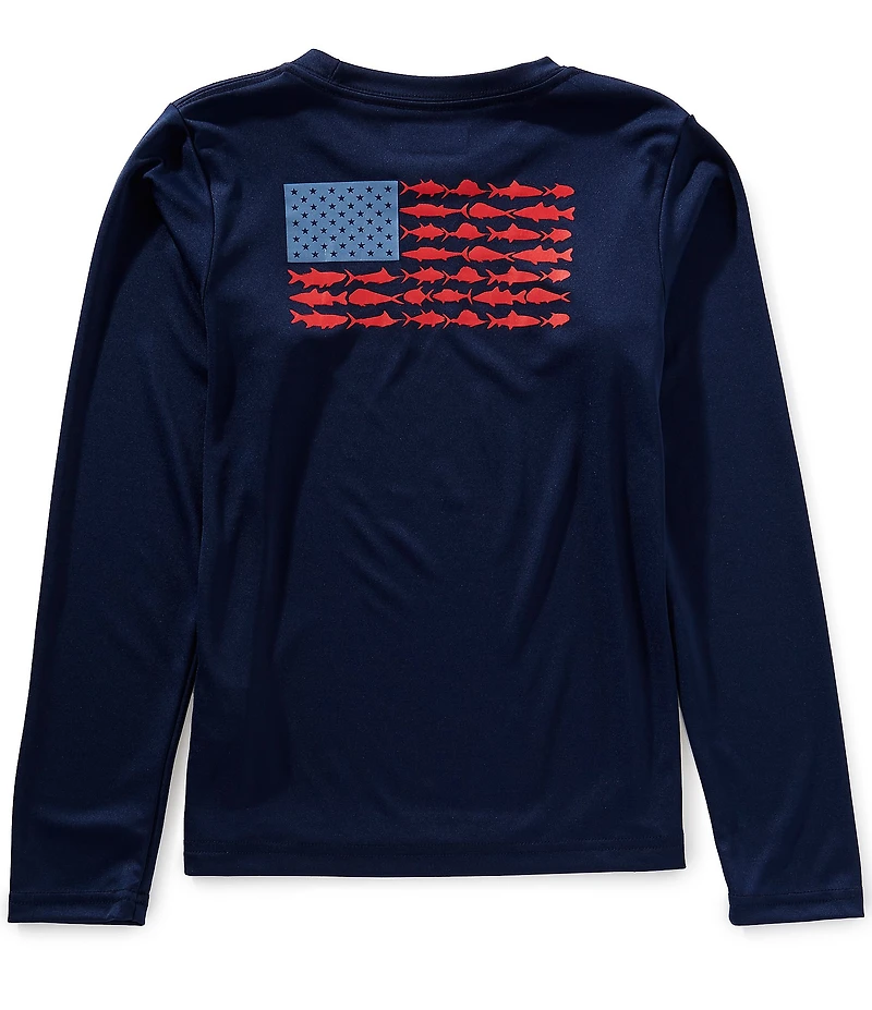Columbia x PFG Little/Big Boys Long Sleeve Terminal Tackle Fish Flag UPF 50 Sun T-Shirt