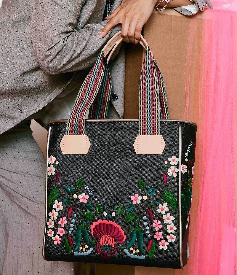 Consuela Ava Classic Floral Embroidered Woven Tote