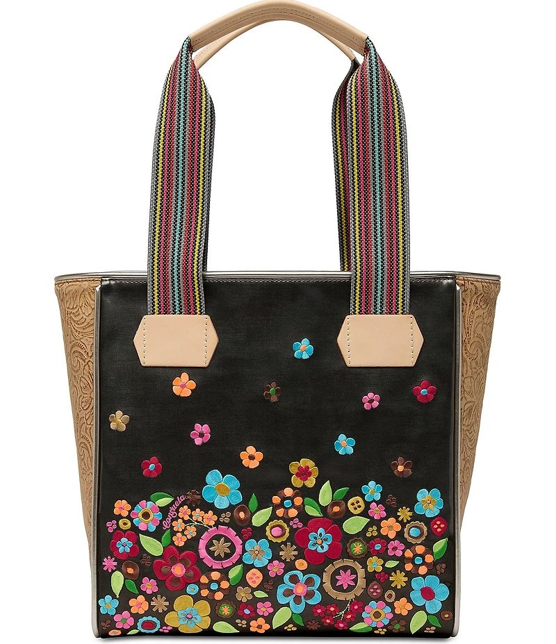 Consuela Banks Classic Floral Embroidery Glitter Tote Bag