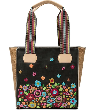 Consuela Banks Classic Floral Embroidery Glitter Tote Bag