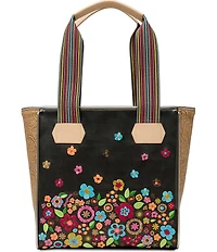 Consuela Banks Classic Floral Embroidery Glitter Tote Bag