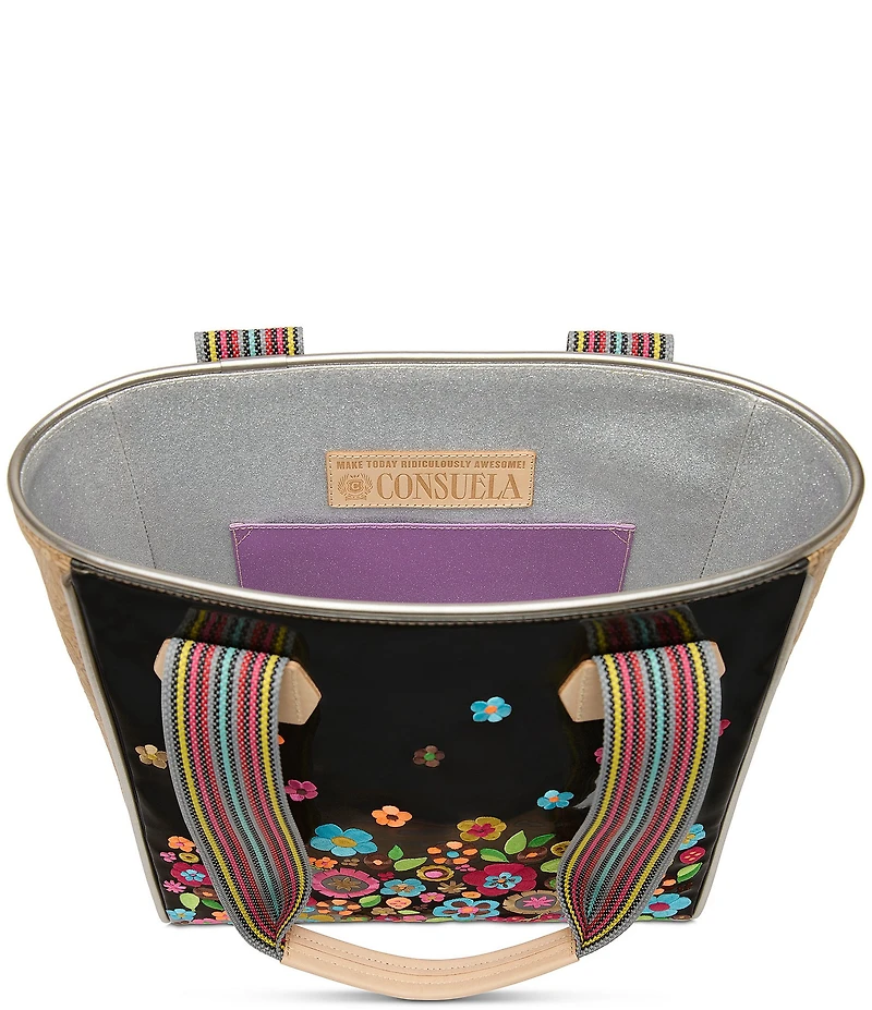 Consuela Banks Classic Floral Embroidery Glitter Tote Bag