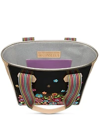 Consuela Banks Classic Floral Embroidery Glitter Tote Bag