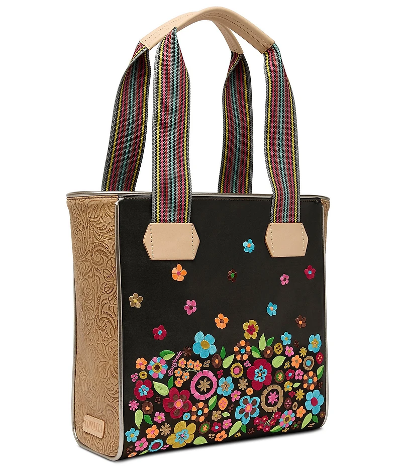 Consuela Banks Classic Floral Embroidery Glitter Tote Bag