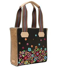 Consuela Banks Classic Floral Embroidery Glitter Tote Bag
