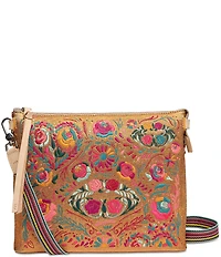 Consuela Bronzer Downtown Embroidered Metalllic Floral Crossbody Bag