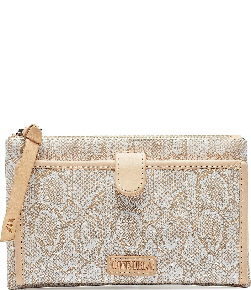 Consuela Clay Snake Print Contrast Trim Slim Wallet