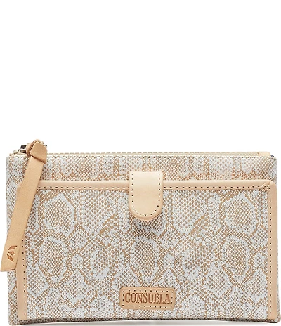 Consuela Clay Snake Print Contrast Trim Slim Wallet