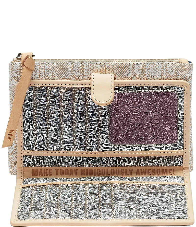 Consuela Clay Snake Print Contrast Trim Slim Wallet